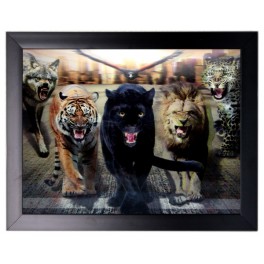 3D Bild mit Rahmen - Motiv Raubtiere